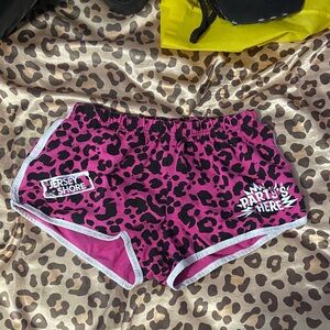 MTV jersey shore pink leopard print athletic shorts (s: S/P)